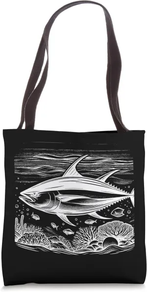 Line Art Fish Aquarist & Ichthyologist Atlantic Bluefin Tun Tote Bag