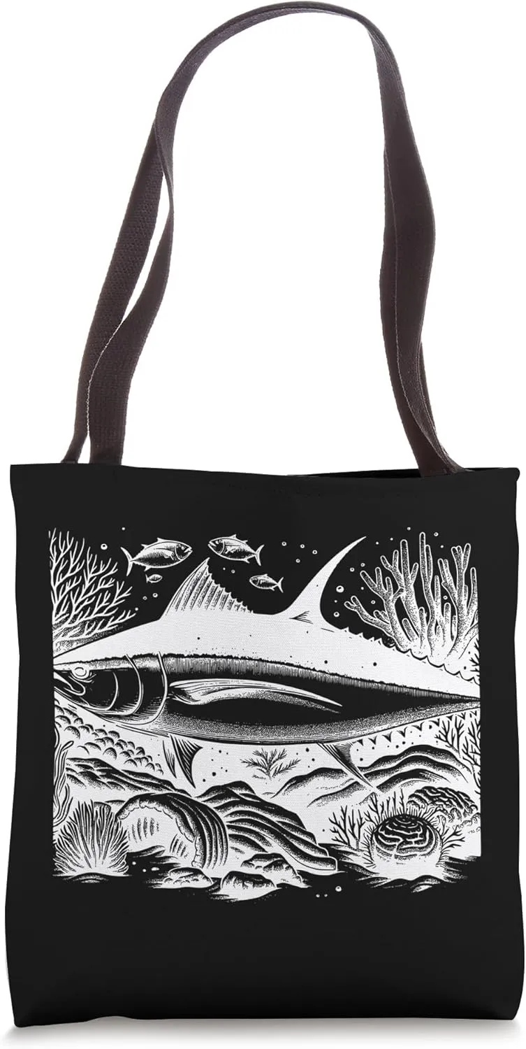 Line Art Fish Aquarist & Ichthyologist Southern Bluefin Tun Tote Bag