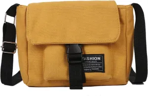 Literary small fresh messenger bag men's and women's tooling bag all-match canvas one-shoulder messenger bag(yellow)