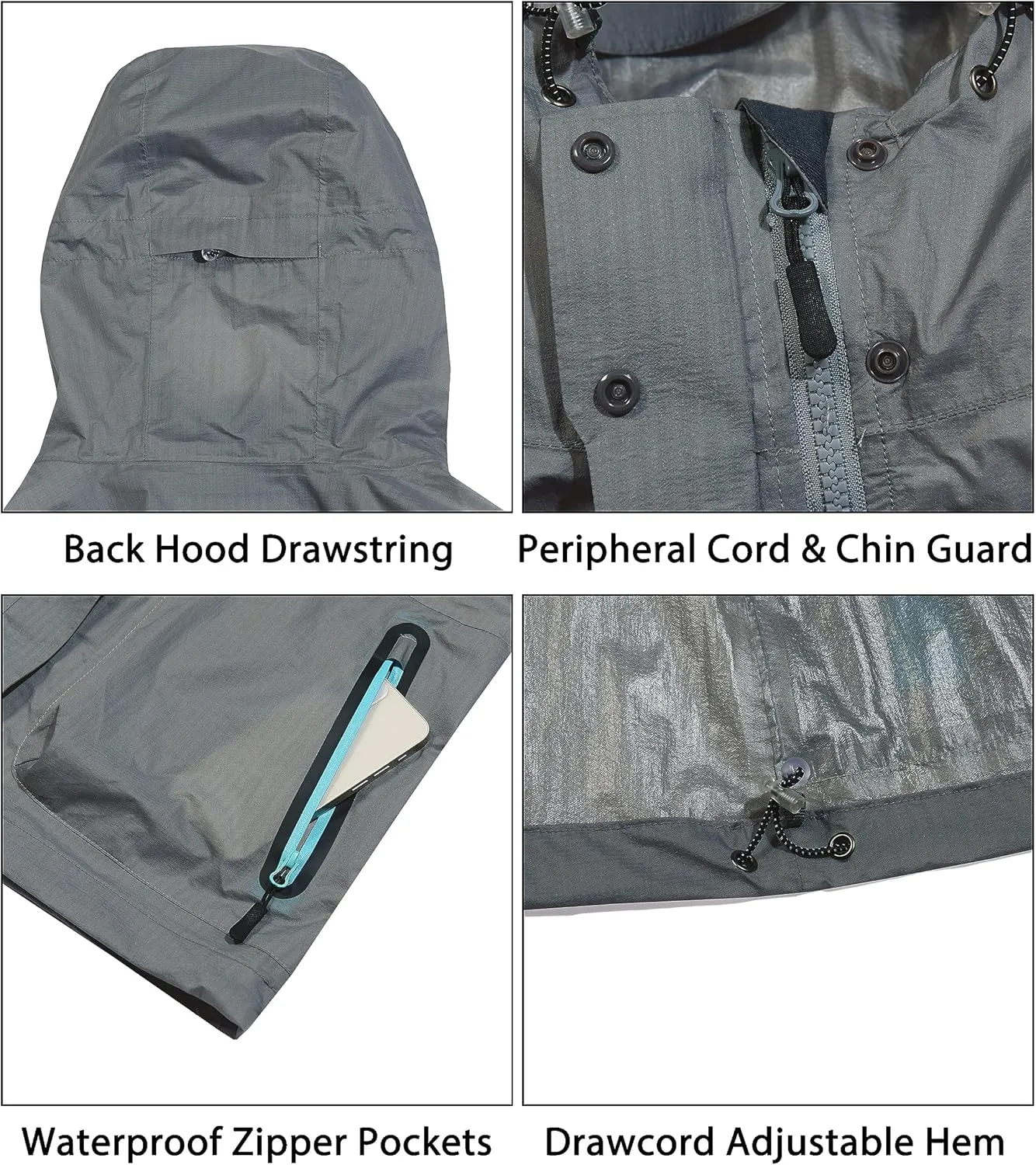 Little Donkey Andy Women's Waterproof Rain Jacket Lightweight Raincoat, Hooded Sun Protection Windbreaker for Outdoor Golf