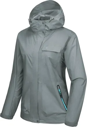 Little Donkey Andy Women's Waterproof Rain Jacket Lightweight Raincoat, Hooded Sun Protection Windbreaker for Outdoor Golf