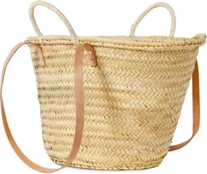 Liz Xtra Large Basket Bag – 100% Organic & Handmade in Barcelona, Spain | Eco-Friendly Tote Bag with Cream Leather Straps | Stylish Handbag for Women, Perfect for Travel, Shopping, and Picnics