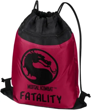 LOGOVISION Mortal Kombat Fatality Logo Drawstring Backpack Sports Bag Sackpack 17" x 13", Perfect for Gym, Yoga or Practice