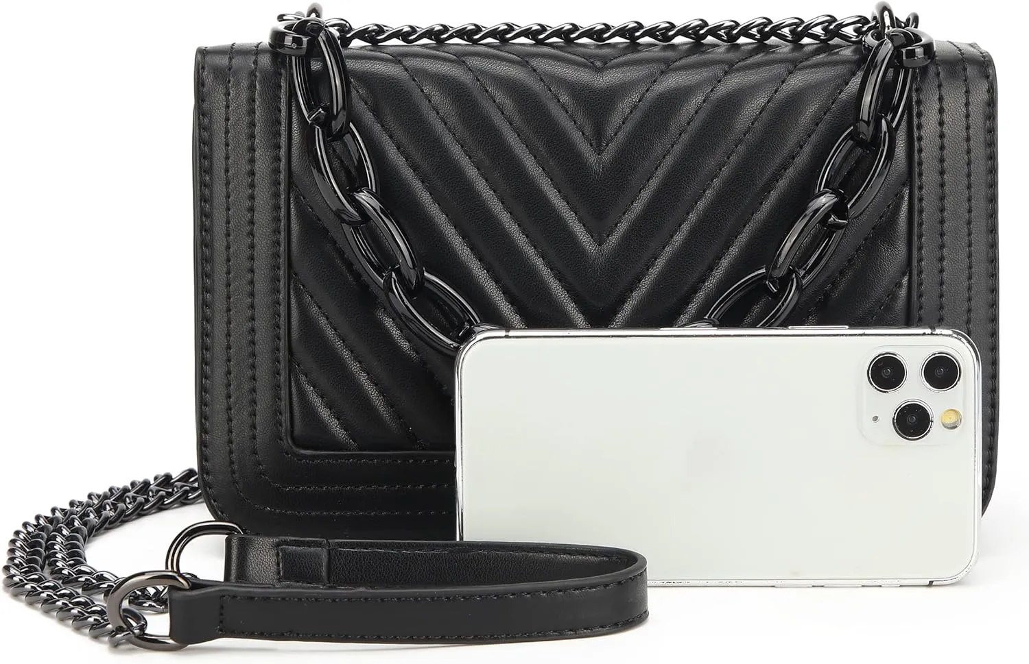 lola mae Crossbody Bags for Women Fashion Quilted Shoulder purse with Convertible Chain Strap Classic Satchel Handbag
