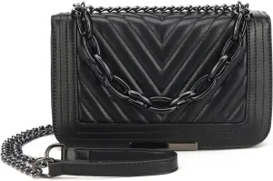 lola mae Crossbody Bags for Women Fashion Quilted Shoulder purse with Convertible Chain Strap Classic Satchel Handbag