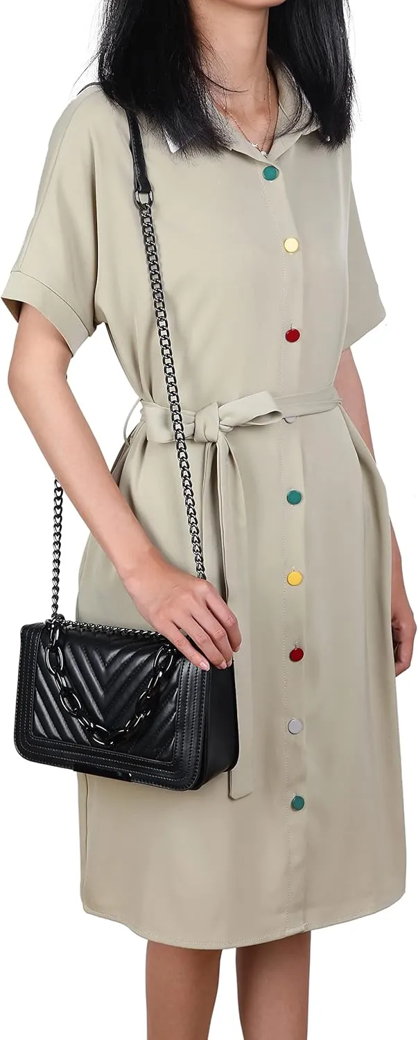 lola mae Crossbody Bags for Women Fashion Quilted Shoulder purse with Convertible Chain Strap Classic Satchel Handbag