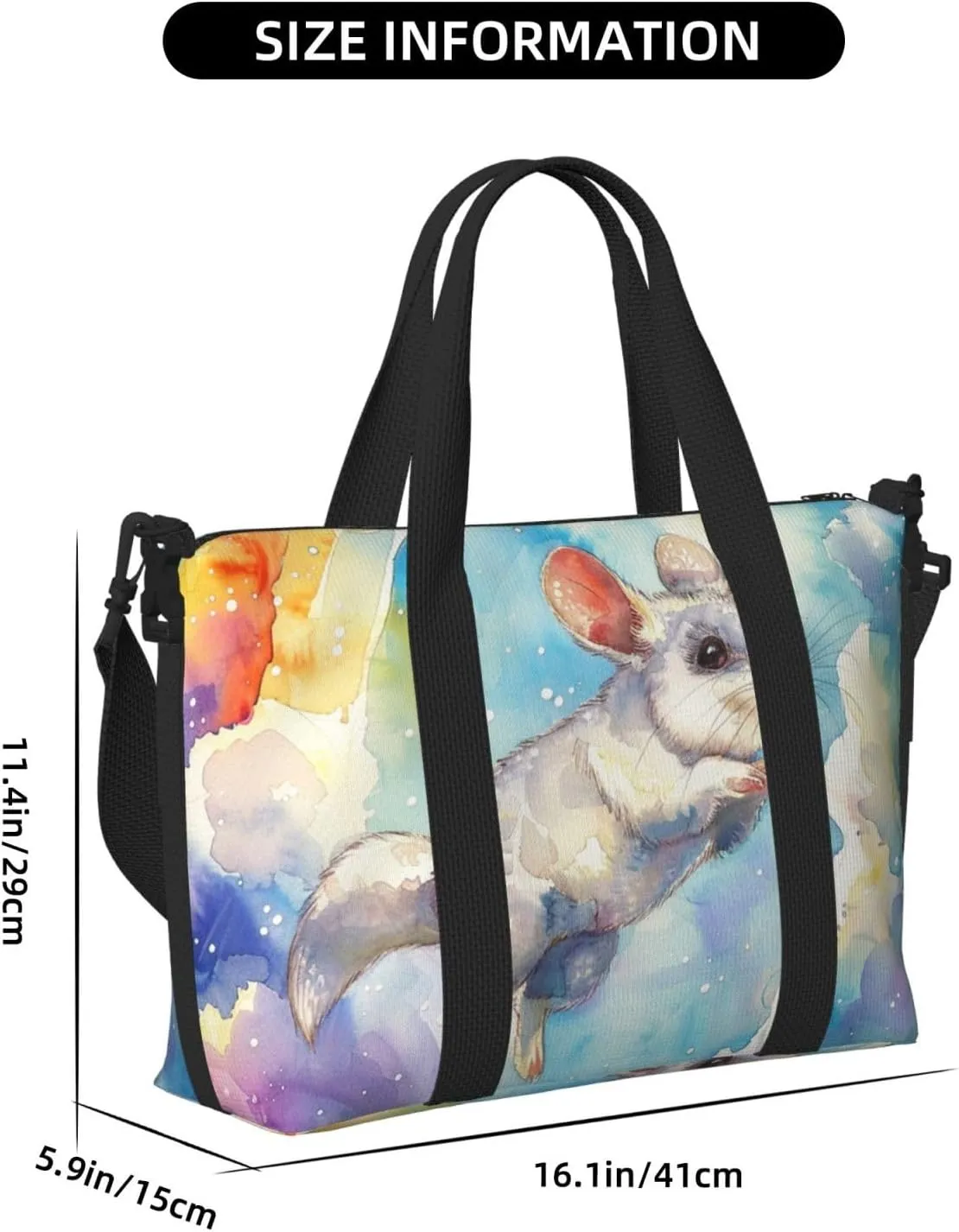 Lovely cute colorful animal print Travel Duffel Bag, Sports Tote Gym Bag, Swim Pool Bag Large Shoulder Tote Bag for Beach Weekender