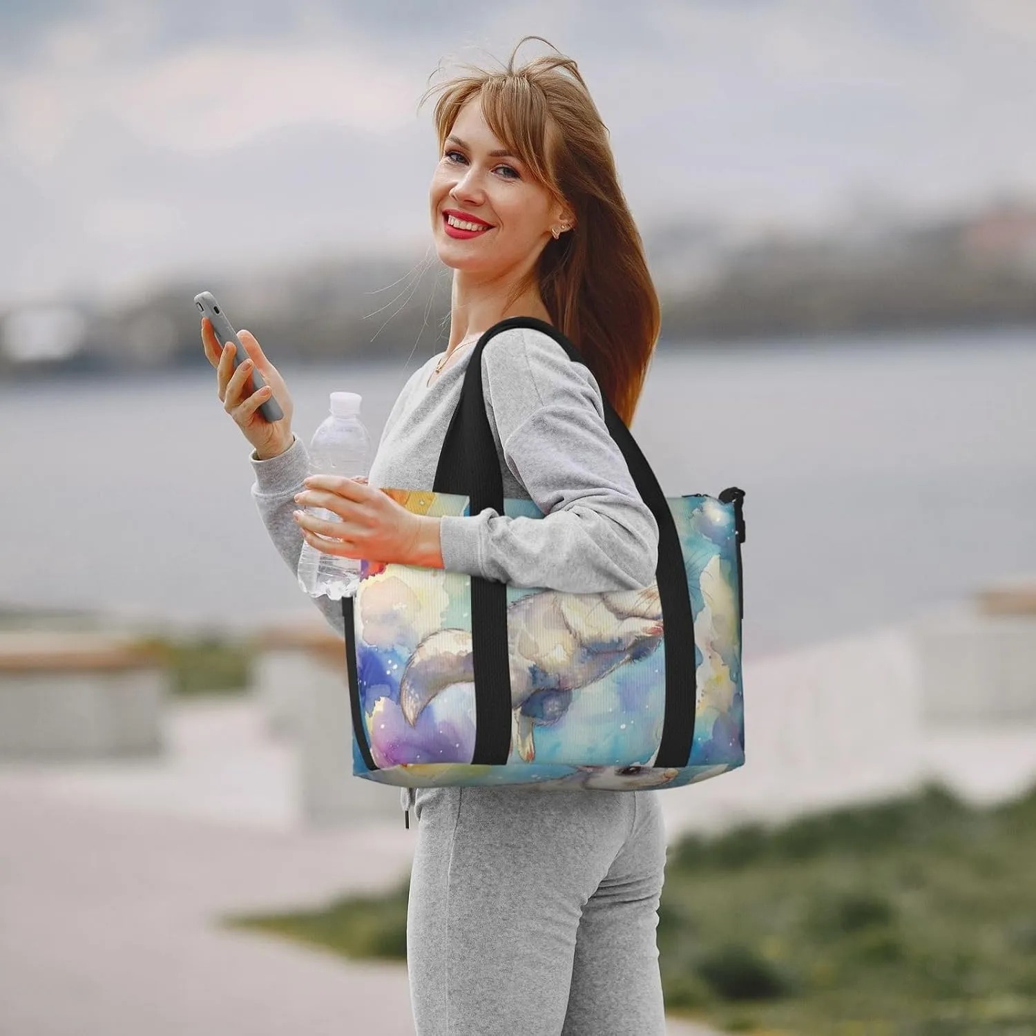 Lovely cute colorful animal print Travel Duffel Bag, Sports Tote Gym Bag, Swim Pool Bag Large Shoulder Tote Bag for Beach Weekender