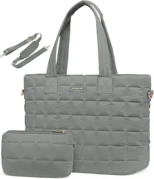 LOVEVOOK Tote Bag for Women, Large Puffer Tote Bag with Zipper Quilted Light Work Bag