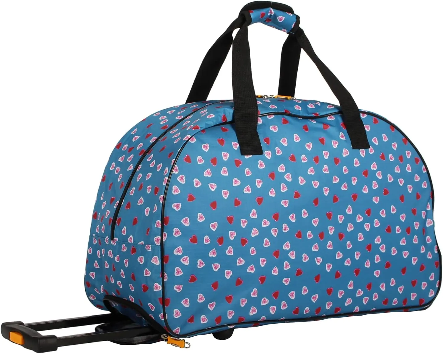 LUCAS Designer Carry On Luggage Collection - Lightweight Pattern 22 Inch Duffel Bag- Weekender Overnight Business Travel Suitcase with 2- Rolling Spinner Wheels (HEART FIELD BLUE, 22in)
