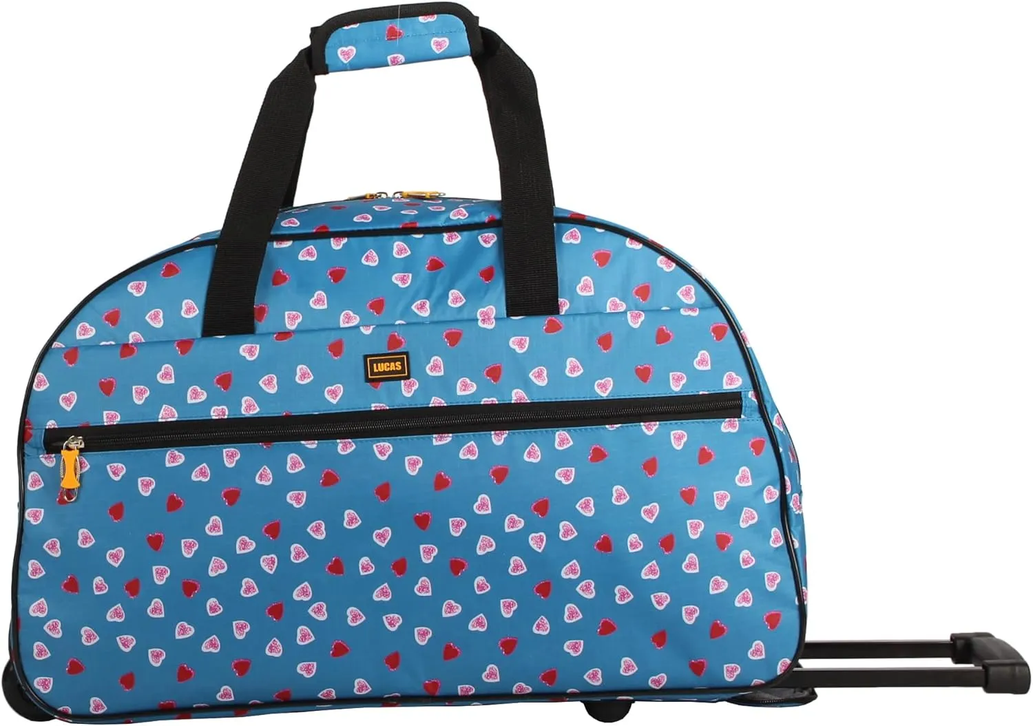 LUCAS Designer Carry On Luggage Collection - Lightweight Pattern 22 Inch Duffel Bag- Weekender Overnight Business Travel Suitcase with 2- Rolling Spinner Wheels (HEART FIELD BLUE, 22in)