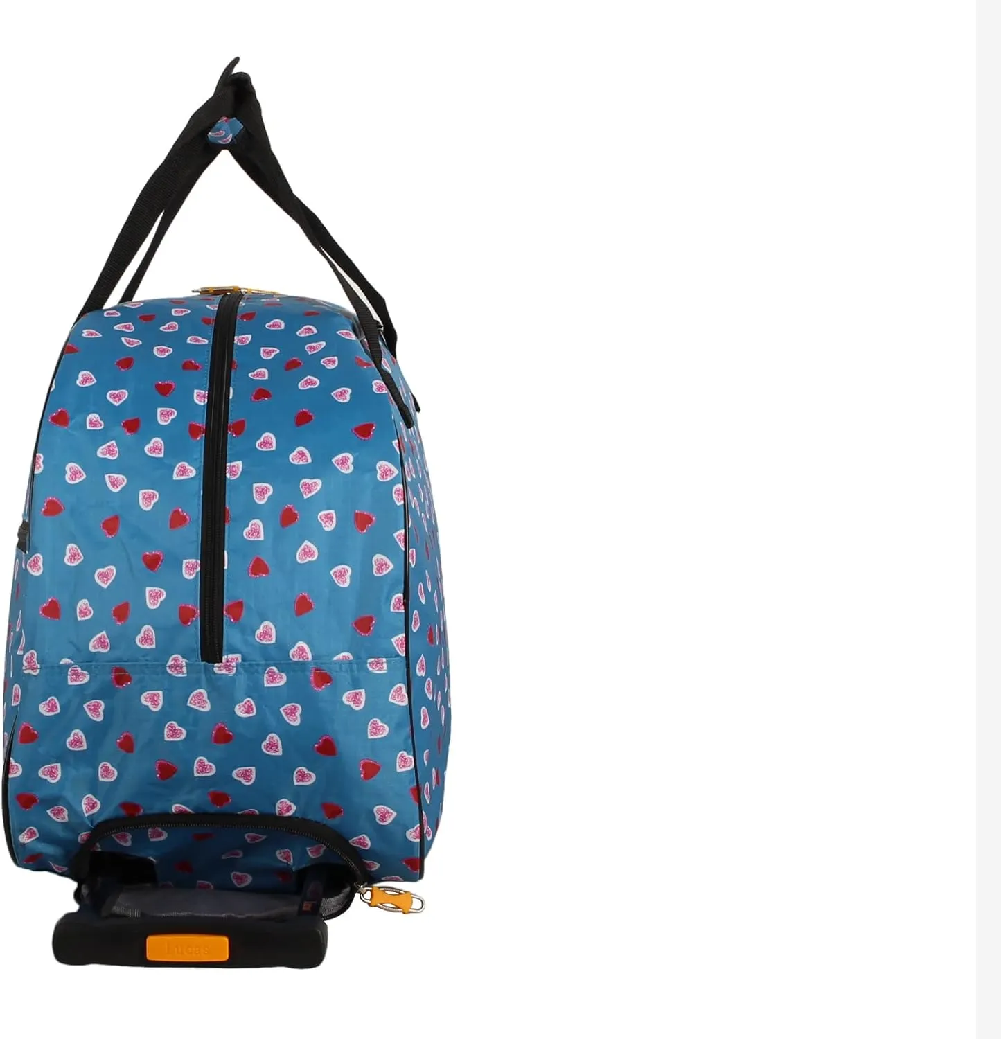 LUCAS Designer Carry On Luggage Collection - Lightweight Pattern 22 Inch Duffel Bag- Weekender Overnight Business Travel Suitcase with 2- Rolling Spinner Wheels (HEART FIELD BLUE, 22in)