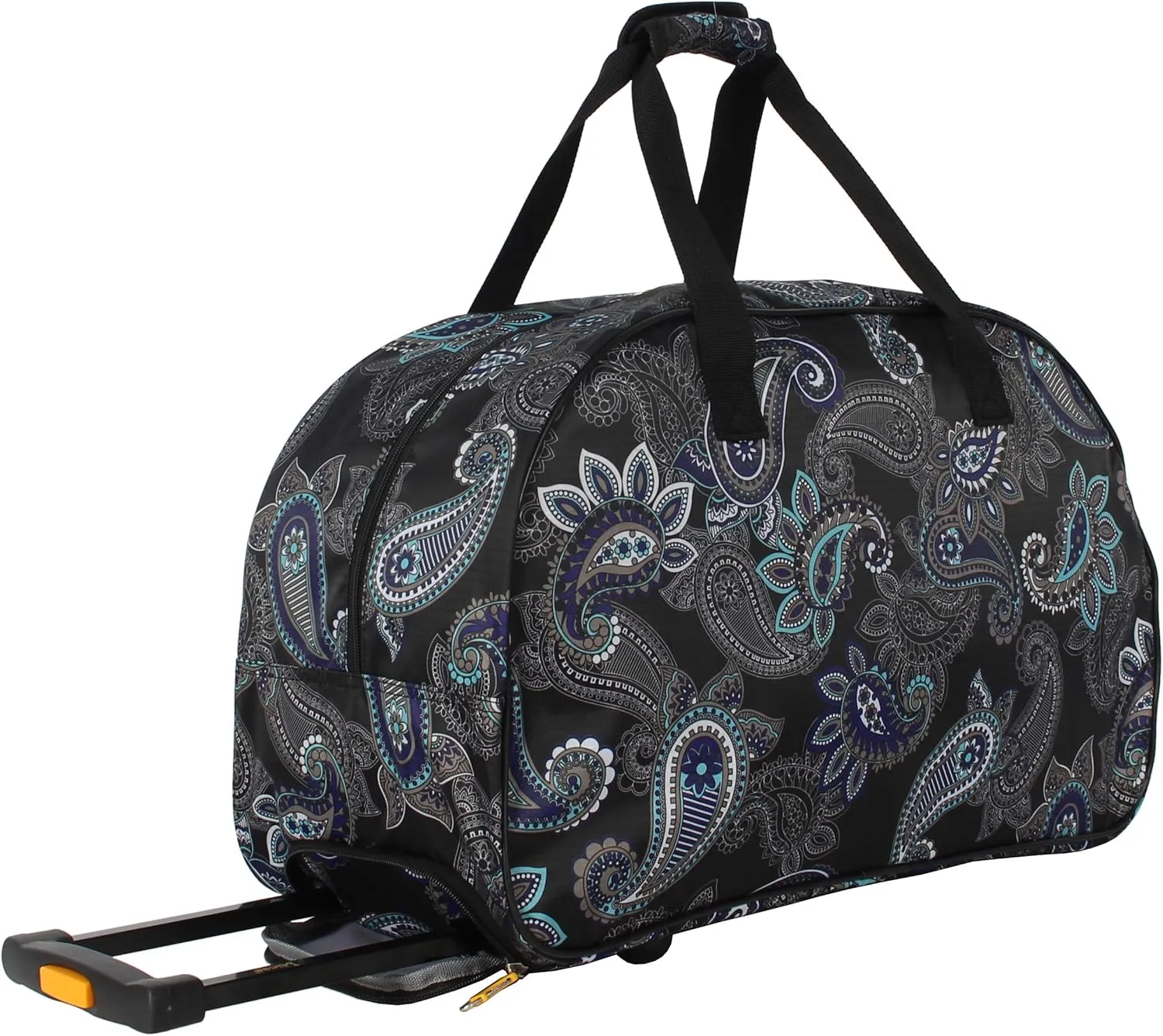 LUCAS Designer Carry On Luggage Collection - Lightweight Pattern 22 Inch Duffel Bag- Weekender Overnight Business Travel Suitcase with 2- Rolling Wheels (Paisley Peacock)