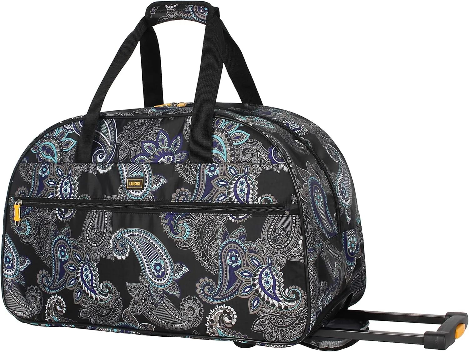 LUCAS Designer Carry On Luggage Collection - Lightweight Pattern 22 Inch Duffel Bag- Weekender Overnight Business Travel Suitcase with 2- Rolling Wheels (Paisley Peacock)