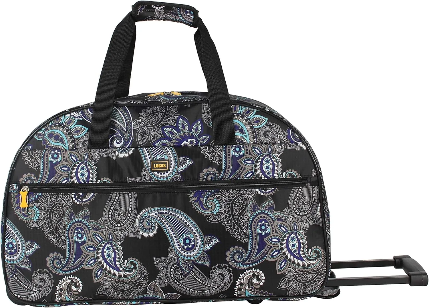 LUCAS Designer Carry On Luggage Collection - Lightweight Pattern 22 Inch Duffel Bag- Weekender Overnight Business Travel Suitcase with 2- Rolling Wheels (Paisley Peacock)