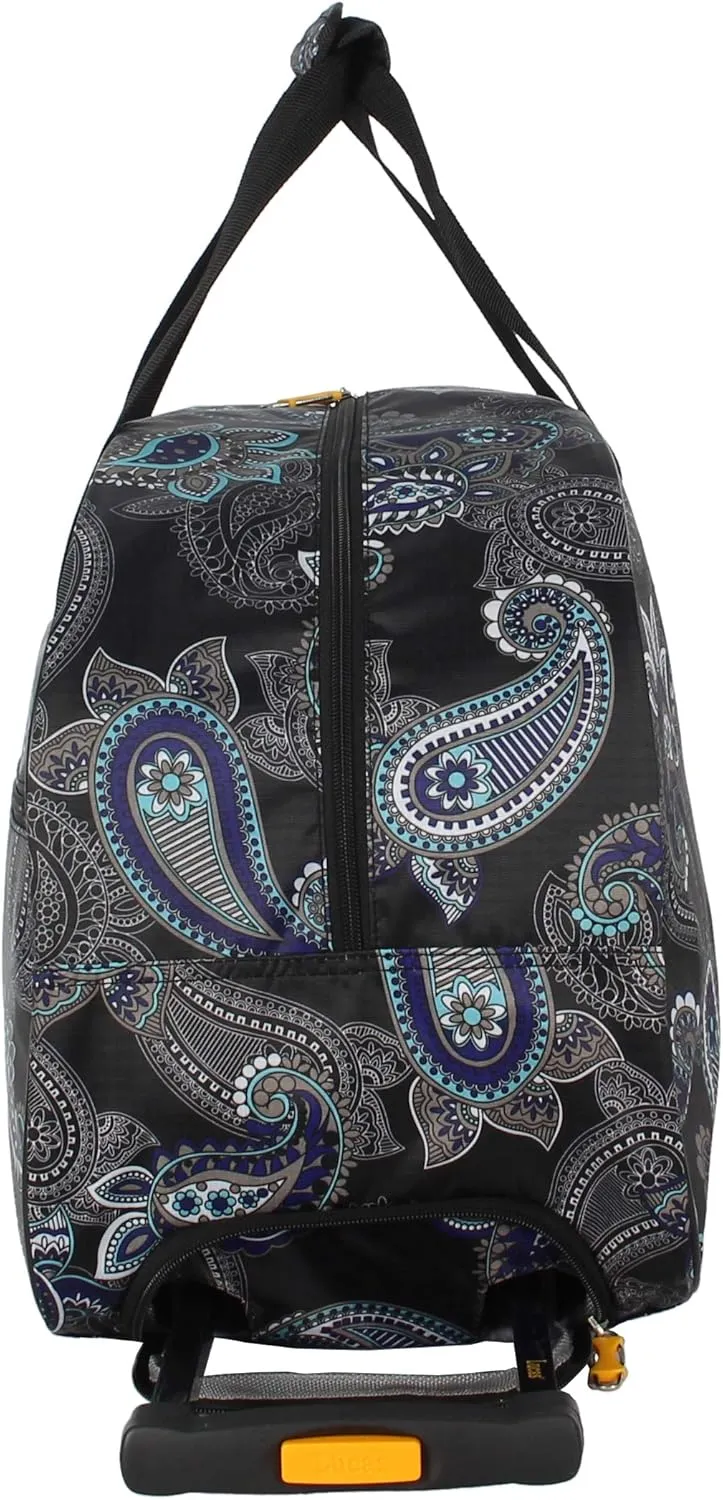 LUCAS Designer Carry On Luggage Collection - Lightweight Pattern 22 Inch Duffel Bag- Weekender Overnight Business Travel Suitcase with 2- Rolling Wheels (Paisley Peacock)