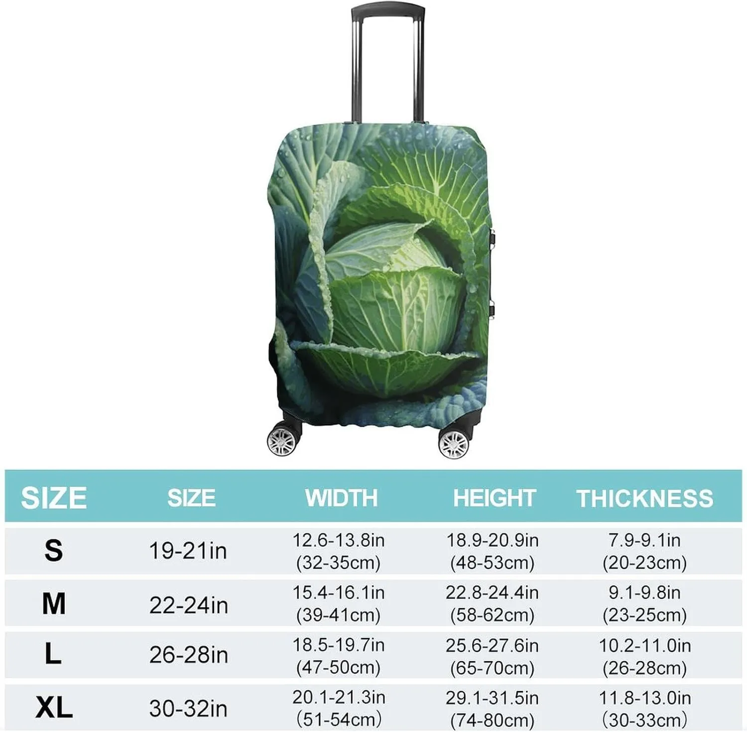 Luggage Cover for Travel Bright Cabbage Fashion Luggage Covers Washable Stretch Suitcases Protector Fits 19-32 Inch Luggage S