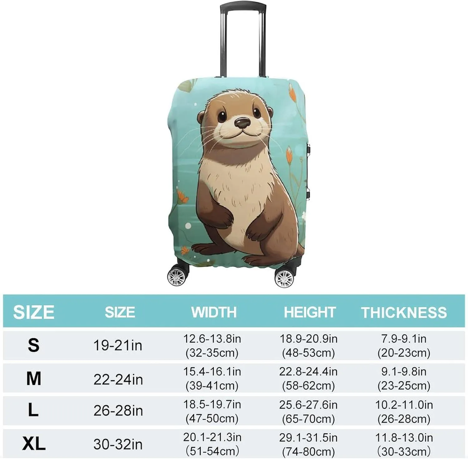 Luggage Cover for Travel, Cartoon Cute Otter Fashion Luggage Covers, Washable Stretch Suitcases Protector Fits 19-32 Inch Luggage L