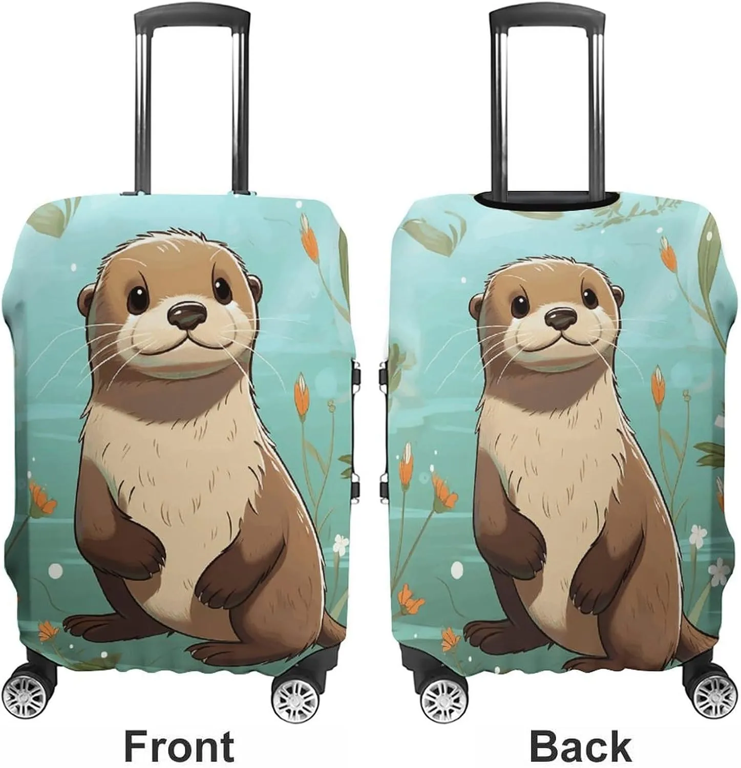 Luggage Cover for Travel, Cartoon Cute Otter Fashion Luggage Covers, Washable Stretch Suitcases Protector Fits 19-32 Inch Luggage L