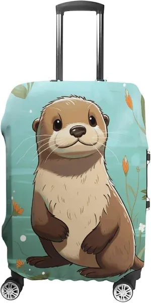 Luggage Cover for Travel, Cartoon Cute Otter Fashion Luggage Covers, Washable Stretch Suitcases Protector Fits 19-32 Inch Luggage L