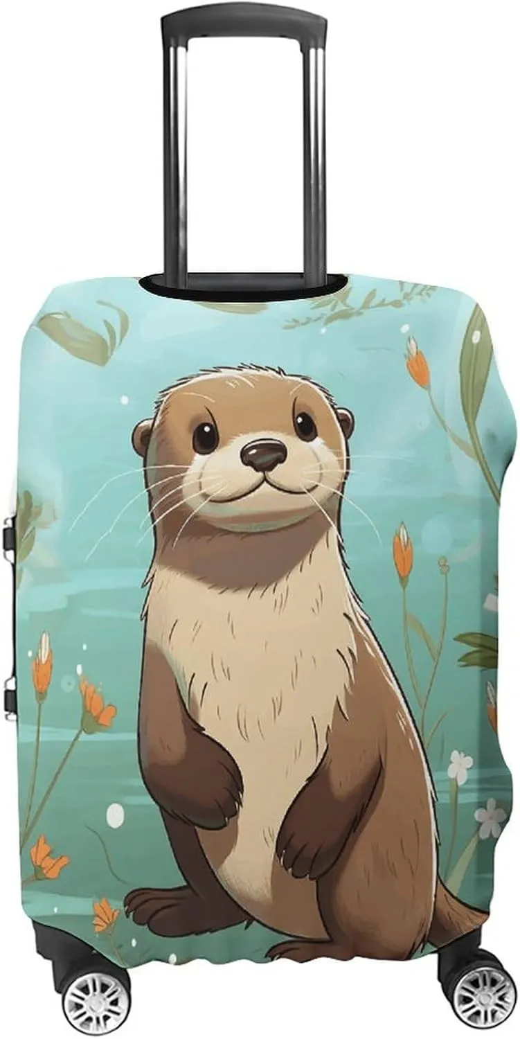 Luggage Cover for Travel, Cartoon Cute Otter Fashion Luggage Covers, Washable Stretch Suitcases Protector Fits 19-32 Inch Luggage L