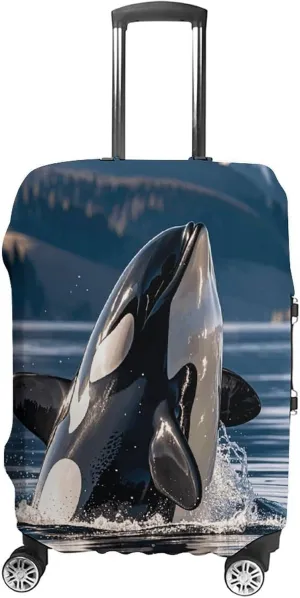 Luggage Cover for Travel, Orca Killer Whale Fashion Luggage Covers, Washable Stretch Suitcases Protector Fits 19-32 Inch Luggage XL