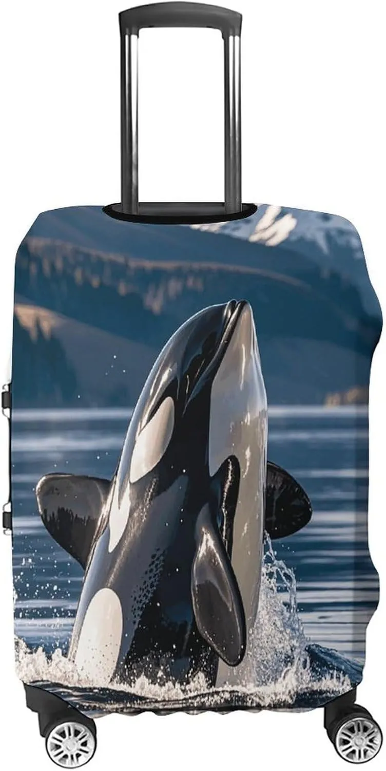 Luggage Cover for Travel, Orca Killer Whale Fashion Luggage Covers, Washable Stretch Suitcases Protector Fits 19-32 Inch Luggage XL