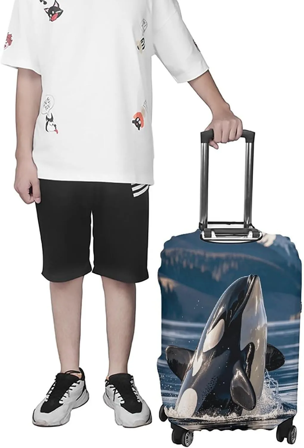 Luggage Cover for Travel, Orca Killer Whale Fashion Luggage Covers, Washable Stretch Suitcases Protector Fits 19-32 Inch Luggage XL