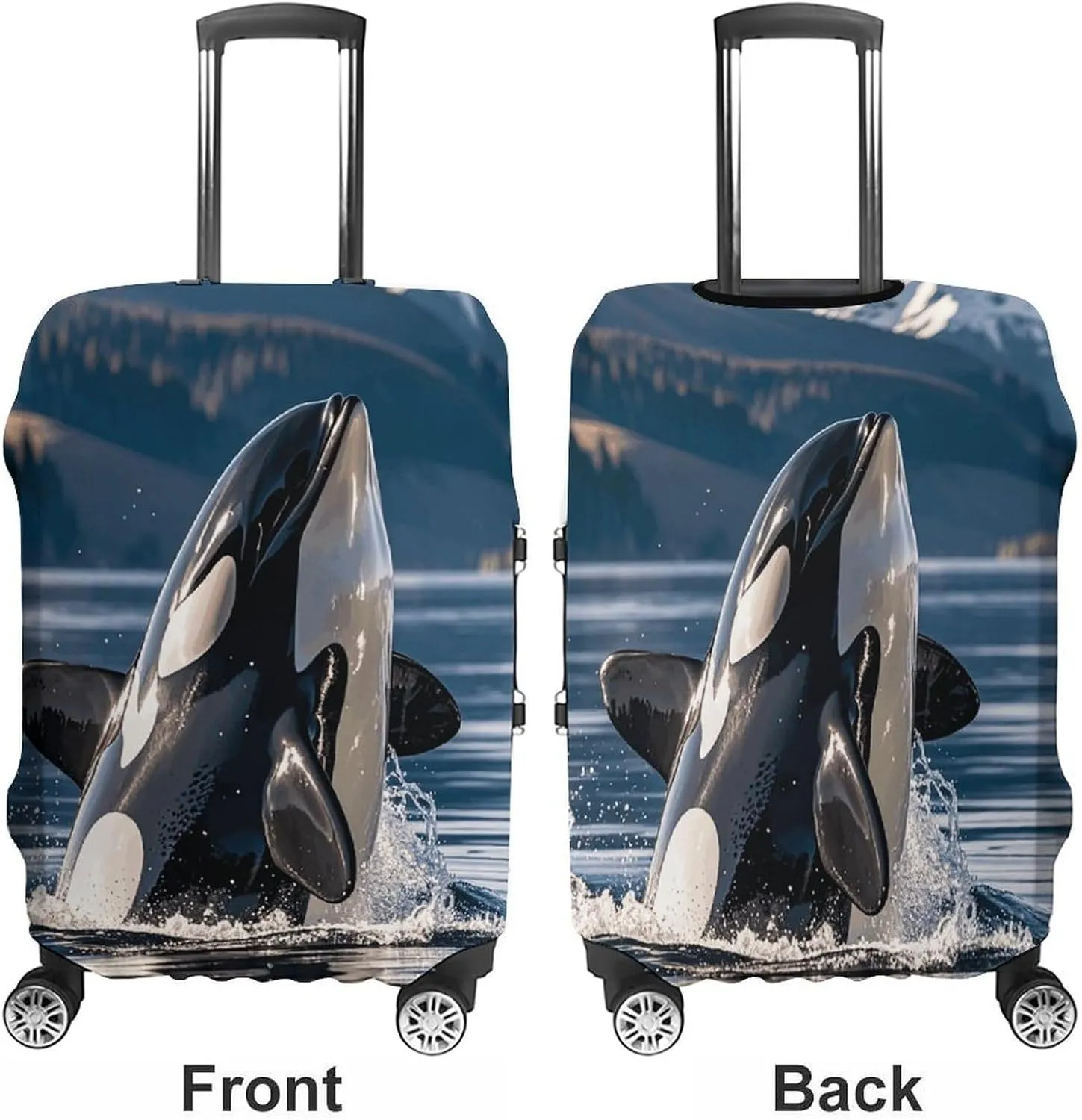 Luggage Cover for Travel, Orca Killer Whale Fashion Luggage Covers, Washable Stretch Suitcases Protector Fits 19-32 Inch Luggage XL