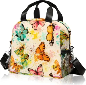 Lunch Bag for Women, Butterfly Lunch Bags Insulated Lunch Box With Adjustable Shoulder for Girls kids,Reusable Small Cheetah Lunch Tote Bags for Work School