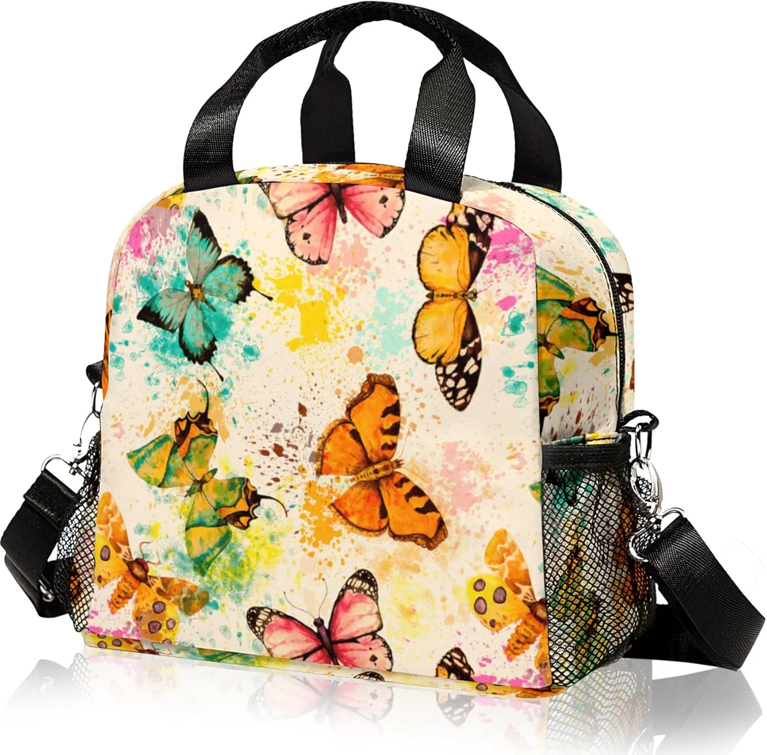 Lunch Bag for Women, Butterfly Lunch Bags Insulated Lunch Box With Adjustable Shoulder for Girls kids,Reusable Small Cheetah Lunch Tote Bags for Work School