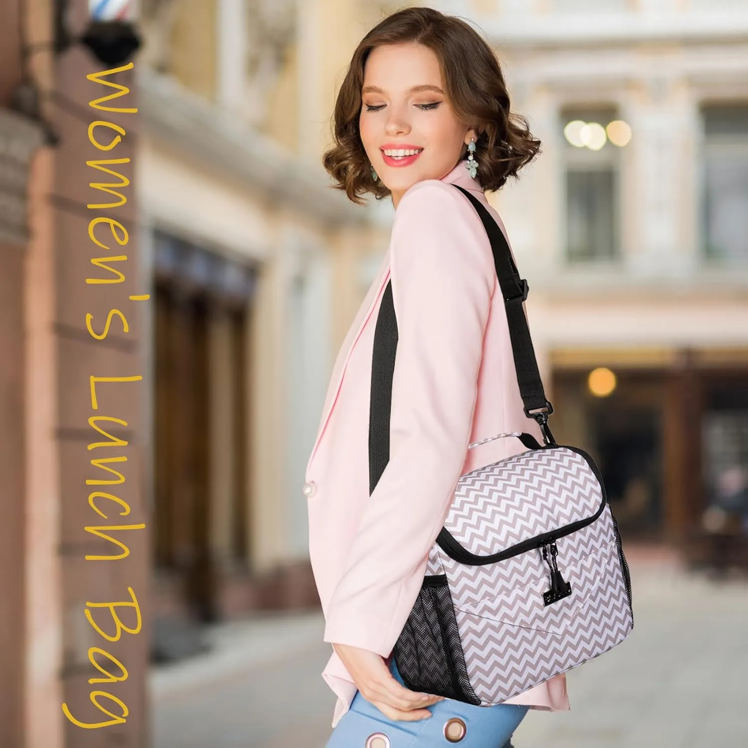 Lunch Bags for Women, Insulated Lunch Box Reusable Tote Lunch Bag for Office Picnic Camping-Leakproof Soft Mini Cooler Bag with Adjustable Shoulder Strap