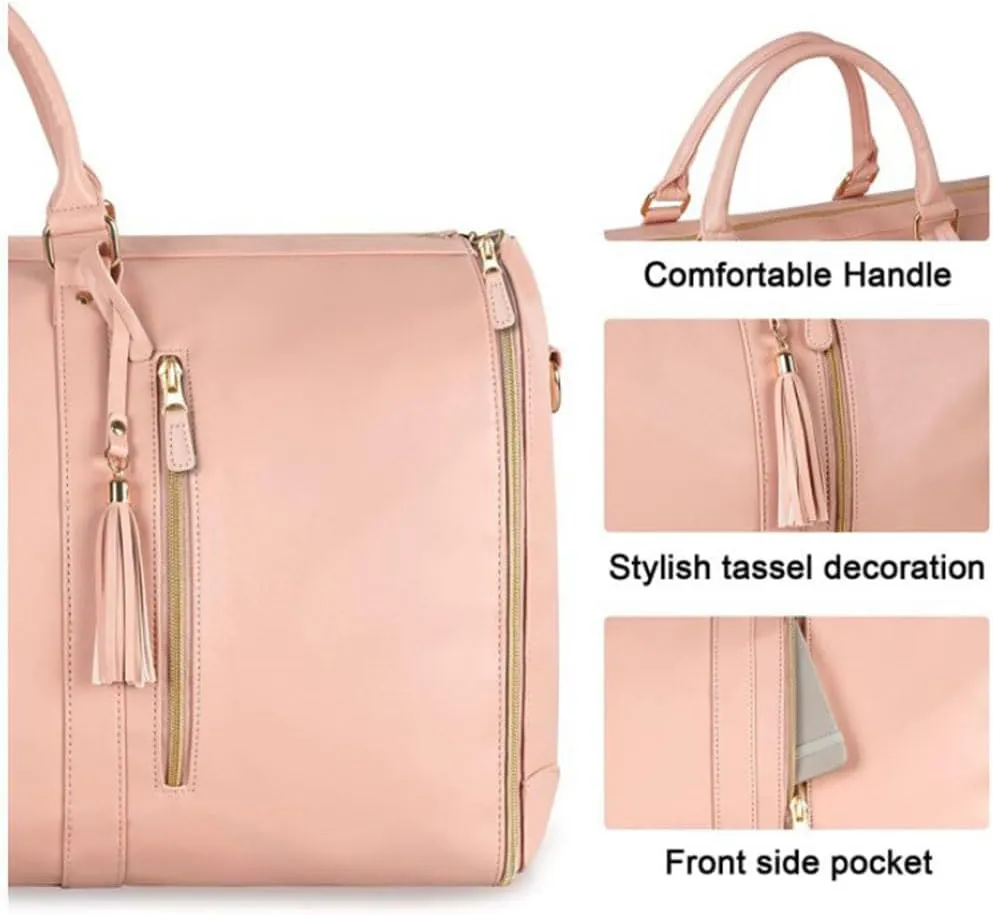 Luschy Travel Bags for Women, Roll Up Garment Bag, Garment Bag That Turns Into Duffle (Pink)