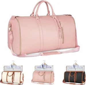 Luschy Travel Bags for Women, Roll Up Garment Bag, Garment Bag That Turns Into Duffle (Pink)