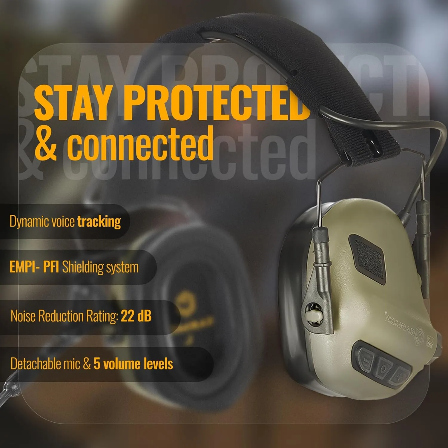 M32X Tactical Communication Headset with ARC Rail Helmet Mount Adapters - Noise-Canceling for Shooting and Outdoor Activities
