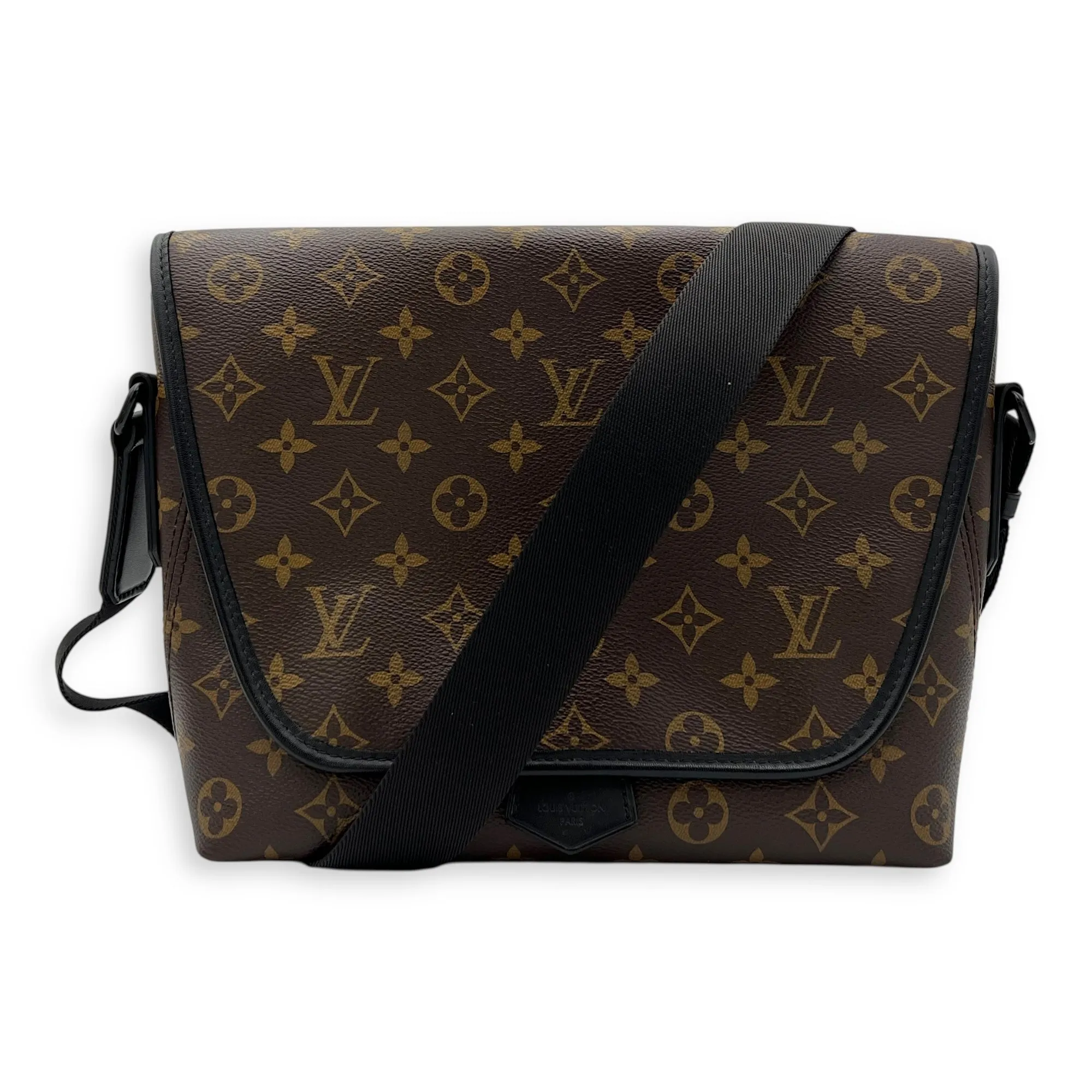 Macassar Brown Messenger in Monogram Coated Canvas, Lacquered Metal hardware