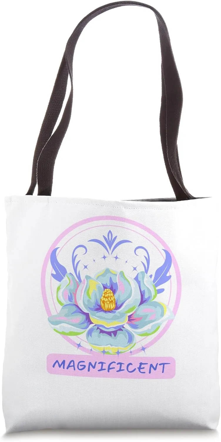 Magnificent Magnolia Multicolor and Lavender Circle Tote Bag