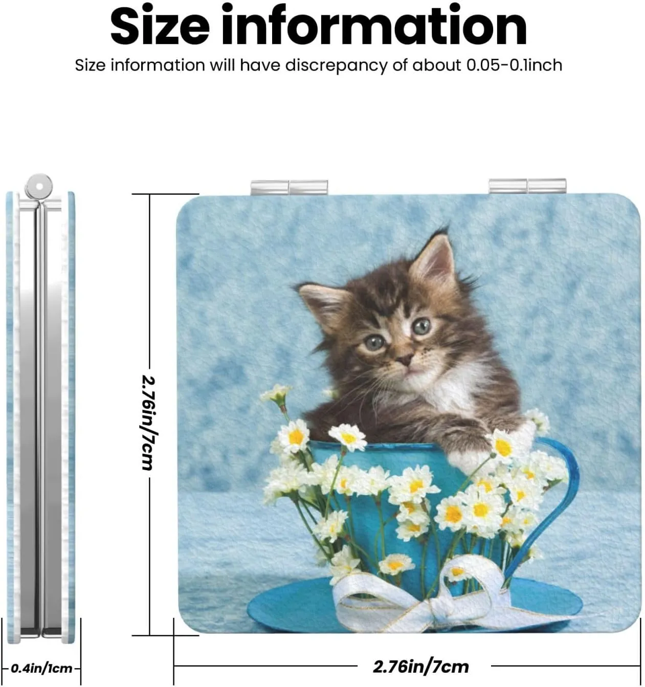 Maine Coon Kitten Cat Cup Women Small Pocket Mirror Travel Cosmetic Mirror Folding Handheld Makeup Mirror