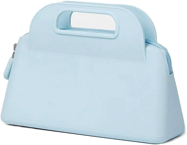 Makeup Bag Cosmetic Traveling Bag Organizer Cute Toiletry Bag for Women Waterproof Portable Beauty Pouch Silicone Material (Blue)