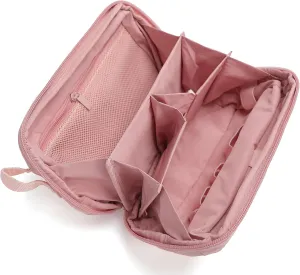 Makeup Bag for Travel Medium Cosmetic Case for Women Large Capacity Portable Zipper Cosmetic Organizer with Compartments Pink
