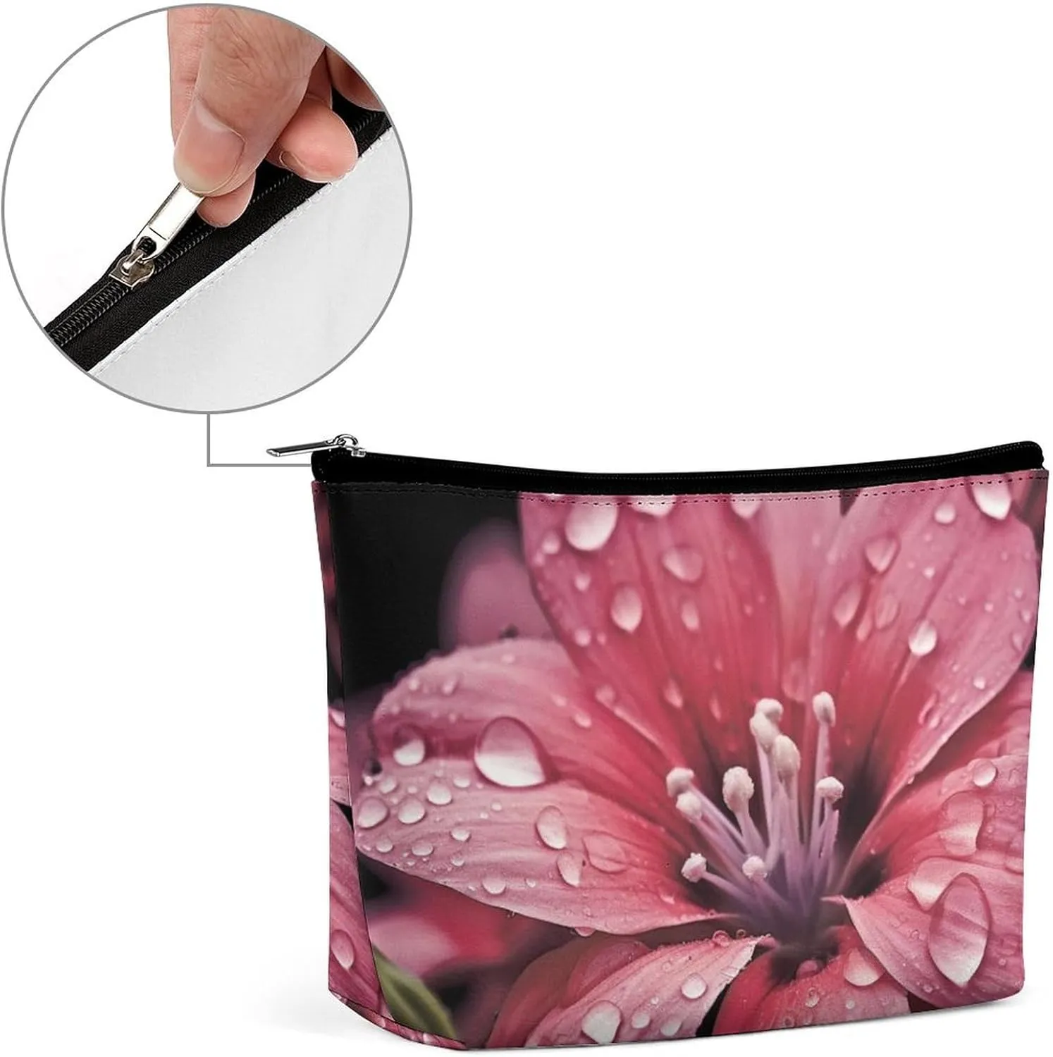Makeup Bag Travel Cosmetic Bag Portable Flower Toiletry Bag Large Capacity Zipper Pouch Makeup Organizer Case Waterproof Toiletry Pouch for Women Men