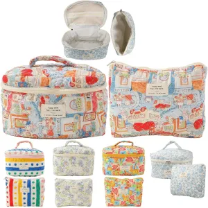 Makeup Bag Travel Essentials Quilted Cosmetic Toiletry Pouch Organizer Insert for Women Dorm Room Essential Gift Large Capacity Opening Lightweight Cute Aesthetic Portable 2PCS (Rabbit)