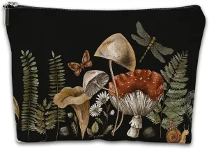 Makeup Bag Vintage Botanical Cosmetic Bag Mini Portable Travel Toiletry Bag Organizer Makeup Brushes Aesthetic Accessories Waterproof Storage Bag for Women