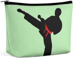 Makeup Bags Large Capacity Cosmetic Bags for Women Karate Boy Changeable Belt Color Open Flat Toiletry Bag Waterproof Makeup Pouch Portable Cosmetic Organizer Makeups Train for Travel Gift