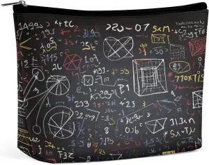 Makeup Bags Large Capacity Cosmetic Bags for Women Mathematics And Physics Open Flat Toiletry Bag Waterproof Makeup Pouch Portable Cosmetic Organizer Makeups Train for Travel Gift
