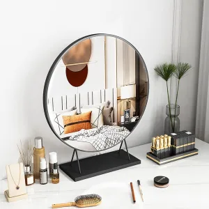Makeup Mirror,Vanity Tabletop Mirror Countertop Mirror,Bathroom Shaving Mirror, Cosmetic Dressing Table Circle Mirror Dressing Table, Desk, Bathroom, Bedroom(30cm, Black), 1774273