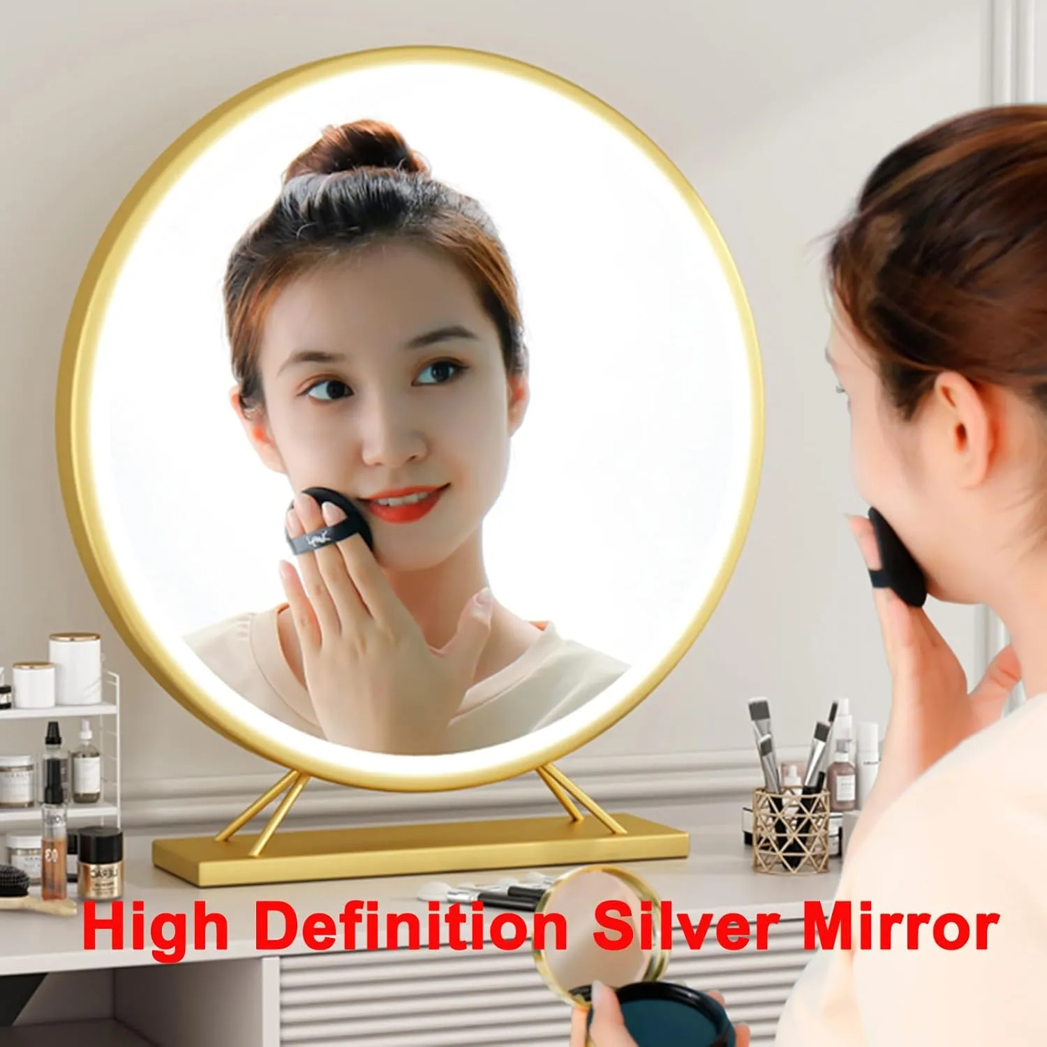 Makeup Mirror,Vanity Tabletop Mirror Countertop Mirror,Bathroom Shaving Mirror, Cosmetic Dressing Table Circle Mirror Dressing Table, Desk, Bathroom, Bedroom(30cm, Black), 1774273