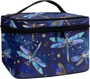 Makeup Organizer Cosmetic Storage Cases Blue Dragonfly Travel Cosmetic Bag Make Up Pouch Large Travel Zipper Pouch Toiletry Bag Makeup Organizer Bag for Women