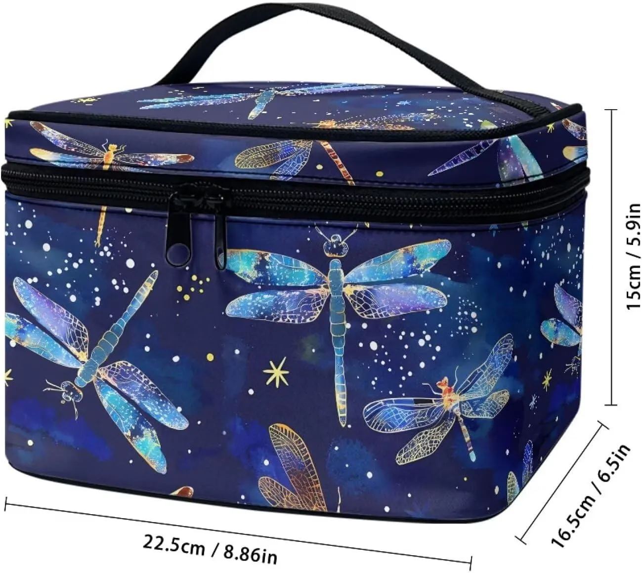 Makeup Organizer Cosmetic Storage Cases Blue Dragonfly Travel Cosmetic Bag Make Up Pouch Large Travel Zipper Pouch Toiletry Bag Makeup Organizer Bag for Women
