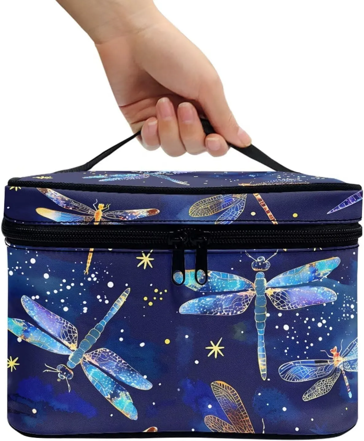 Makeup Organizer Cosmetic Storage Cases Blue Dragonfly Travel Cosmetic Bag Make Up Pouch Large Travel Zipper Pouch Toiletry Bag Makeup Organizer Bag for Women